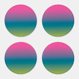 Rainbow Gradient Sky pink Green Colorful Pattern Coaster Set