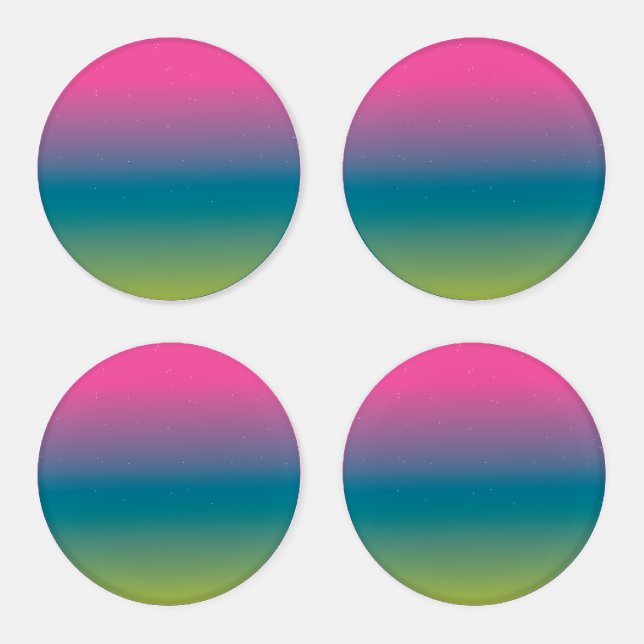 Rainbow Gradient Sky pink Green Colorful Pattern  Coaster Set (Set)