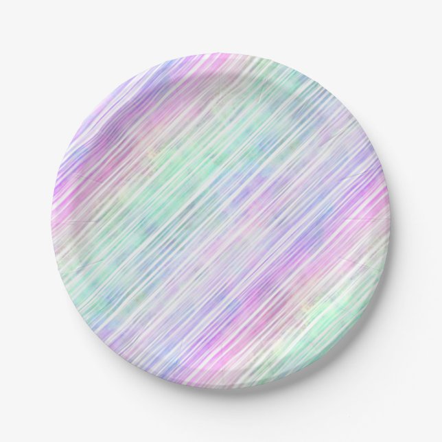 rainbow gradient striped brushstrokes :  paper plates (Front)