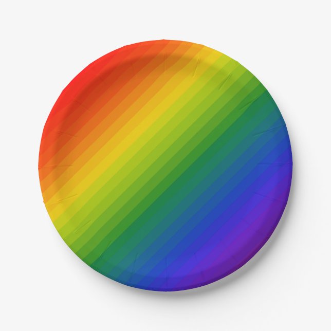 Rainbow Gradient Striped Paper Plates (Front)