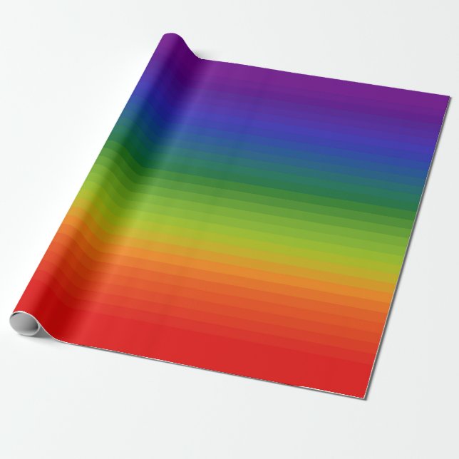 Rainbow Gradient Striped Wrapping Paper (Unrolled)