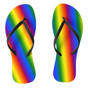 Rainbow Gradient Stripes Flip Flops