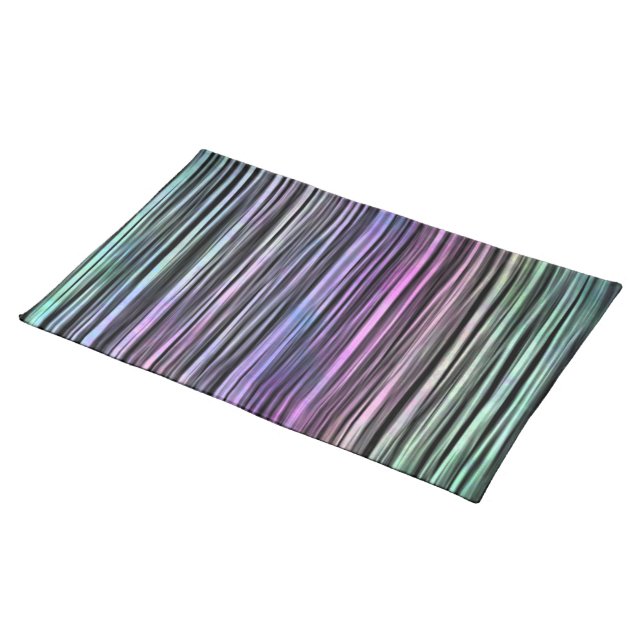 rainbow gradient stripes on black : cloth placemat (On Table)