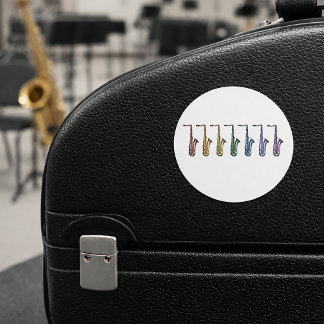Rainbow Gradient Tenor Saxophone Musical Pop Art Classic Round Sticker