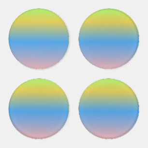 Rainbow Gradient Three Tone Colorful Blue Pink Coaster Set