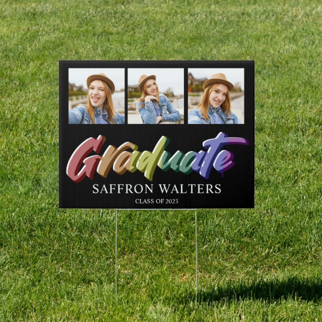 Rainbow Graduate 3 Photo Graduation Sign (Insitu)