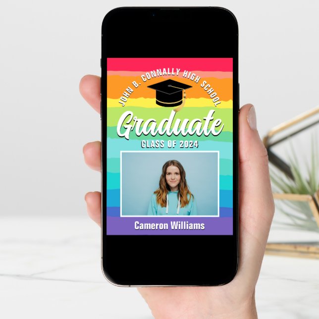 Rainbow Graduate Photo 2024 LGBTQ Graduation Announcement (Front Digital)