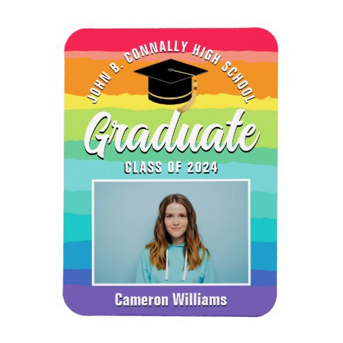 Rainbow Graduate Photo 2024 LGBTQ Graduation Magnet