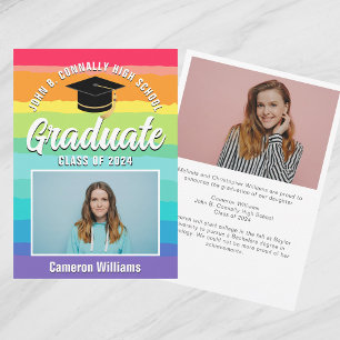 Rainbow Graduate Photo 2026 LGBTQ Graduation Announcement