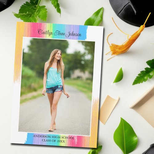 Rainbow Graduate Photo Elegant 2024 Graduation Announcement