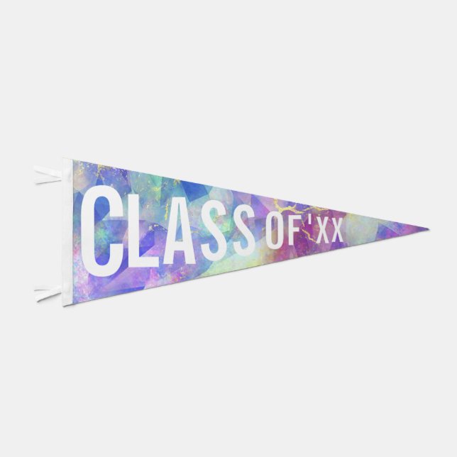 Rainbow Graduation Class Of 2026 Custom Year Pennant Flag (Front)