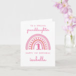 Rainbow Granddaughter First Birthday Card<br><div class="desc">Personalize this cute rainbow first birthday card for your granddaughter. Personalize with her name and custom inside text.</div>