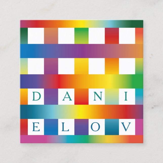 Rainbow Graphical PAttern Square Business Card (Front)