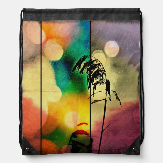 Rainbow Grass Drama Drawstring Backpack (Front)