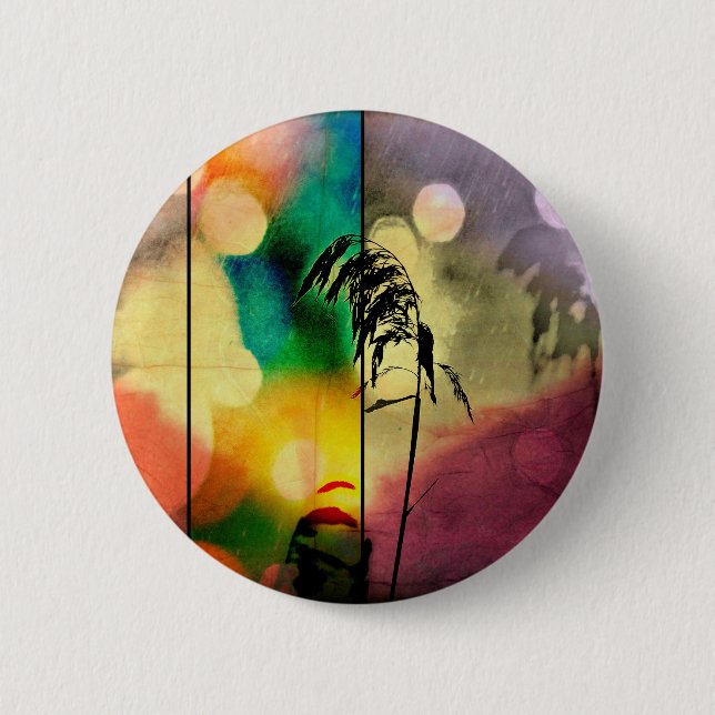 Rainbow Grass Drama Pinback Button (Front)
