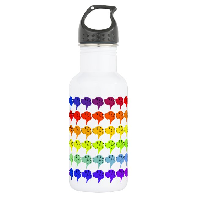 Rainbow Great Dane heads Water Bottle (Front)