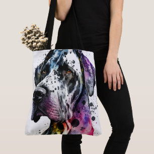 Rainbow Great Dane Watercolor Tote Bag