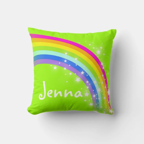 rainbow green girls name Jenna cushion pillow
