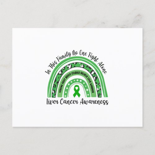 Rainbow Green Ribbon Liver Cancer Awareness Month Invitation Postcard