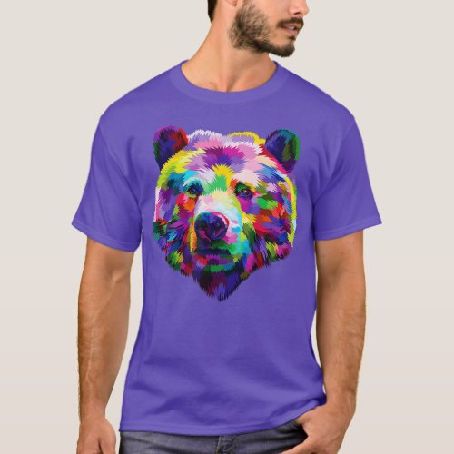 Rainbow Grizzly Bear Vibrant Wilderness Colorful B T_Shirt