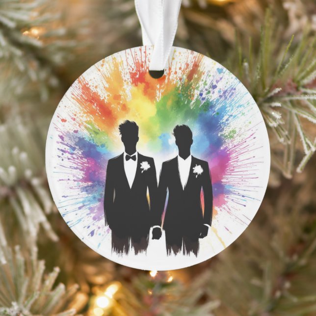 Rainbow Grooms First Christmas Ornament (Tree)