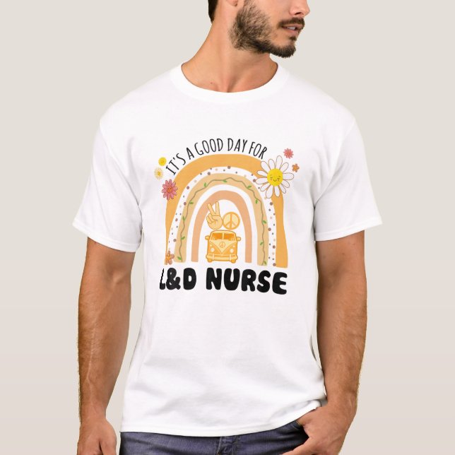 Rainbow Groovy Peace L T-Shirt (Front)