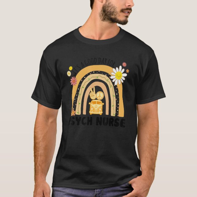 Rainbow Groovy Peace Psych Nurse Vintage T-Shirt (Front)