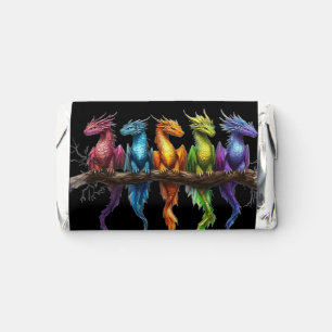 Rainbow Group of Baby Dragons on Black Hershey's Miniatures