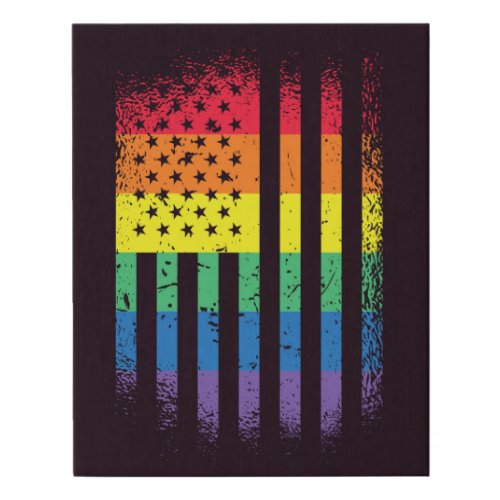 Rainbow Grunge American Flag Faux Canvas Print