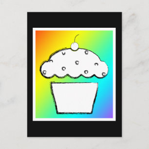 rainbow grunge cherry cupcake postcard