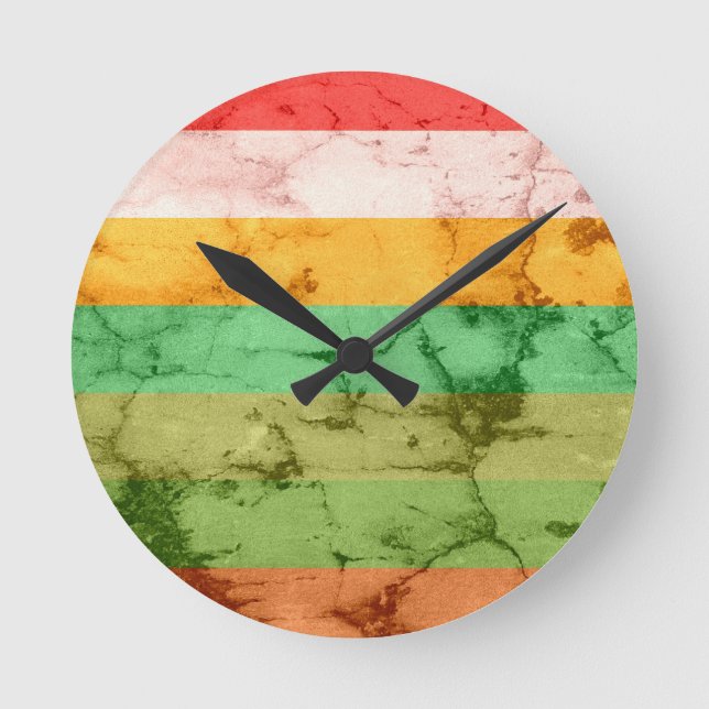 Rainbow Grunge Stripes Background Round Clock (Front)