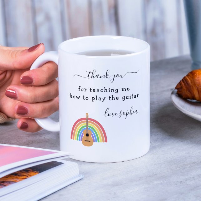 Rainbow Guitar Music Teacher Appreciation Gift Coffee Mug (Creator Uploaded)