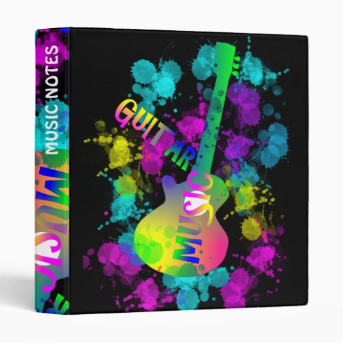 Rainbow Guitar Music Themed Binder
