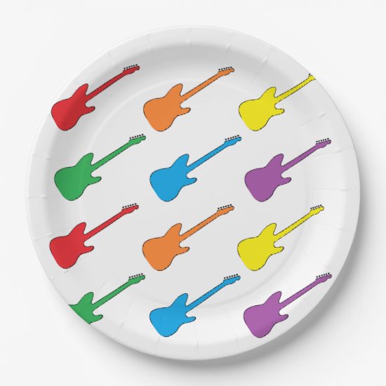 Rainbow Guitar Paper Plates