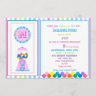 Rainbow Gumball party invitation