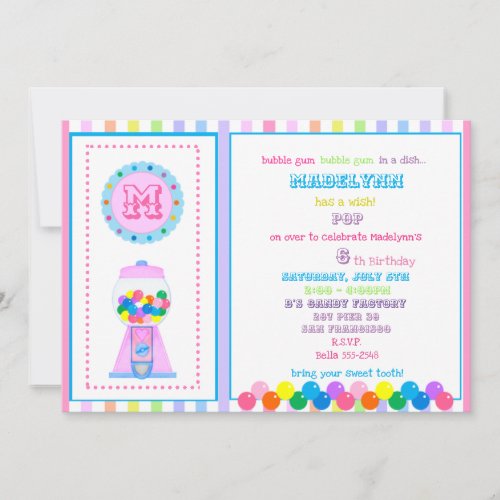 Rainbow Gumball party invitation