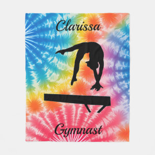 Rainbow Gymnastics Beam Personalized Fleece Blanket