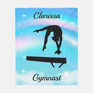 Rainbow Gymnastics Beam Personalized Fleece Blanket