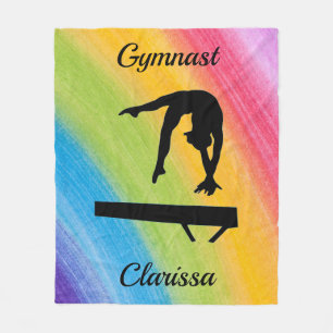 Rainbow Gymnastics Beam Personalized Fleece Blanket