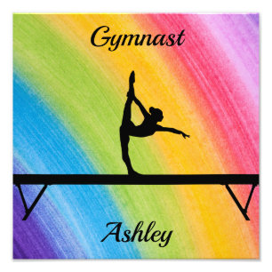 Rainbow Gymnastics Beam Personalized Photo Print