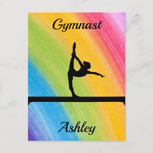 Rainbow Gymnastics Beam Personalized  Postcard