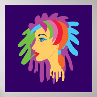 Rainbow Hair Art Poster