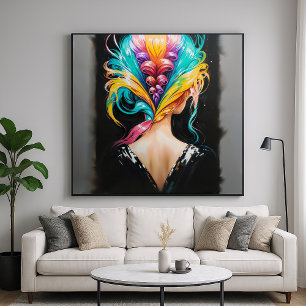 Rainbow Hair - Backwards Portrait Style Poster