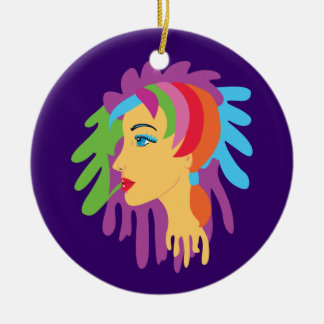 Rainbow Hair Ceramic Ornament