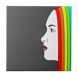 Rainbow Hair Ceramic Tile