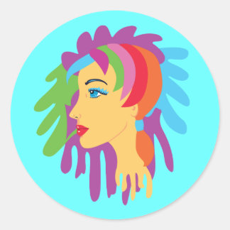 Rainbow Hair Classic Round Sticker