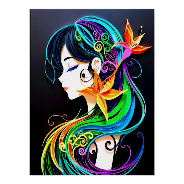 Rainbow Hair Dream. Poster (Front)