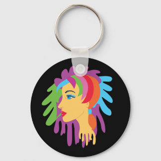 Rainbow Hair Keychain