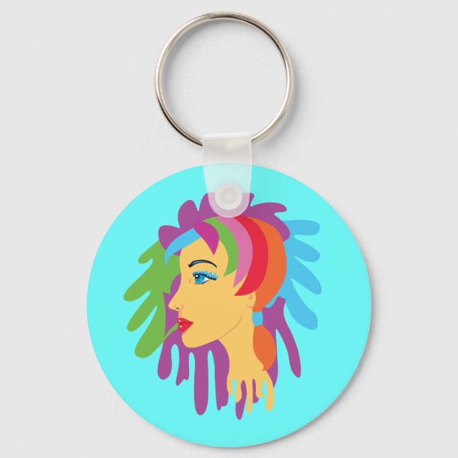 Rainbow Hair Keychain (Front)