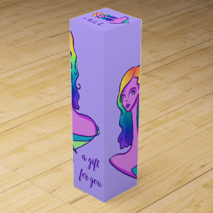 Rainbow-Hair Lady Unique Wine Box